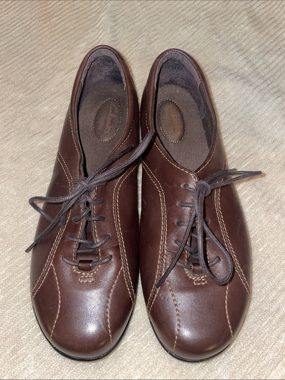 Clark's Bendables Womens Leather Business Casual Oxford Loafer, Brown size 8 1/2